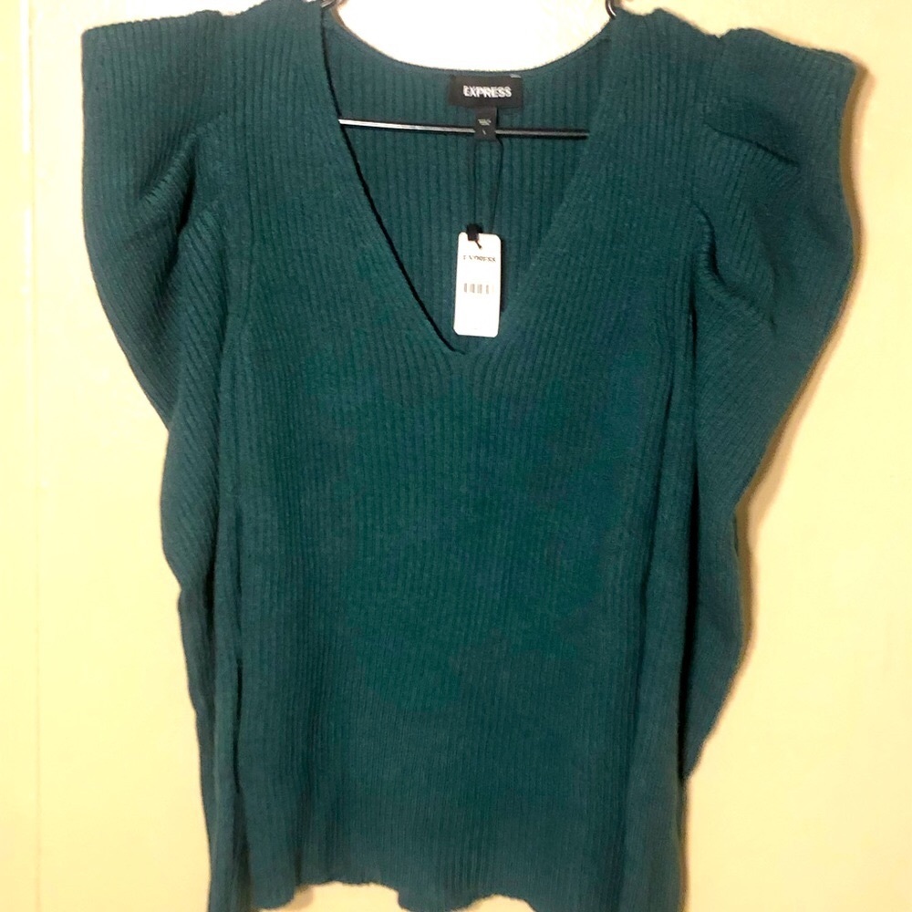 EXPRESS V-Neck Emerald Green Sweater, New With Tags!